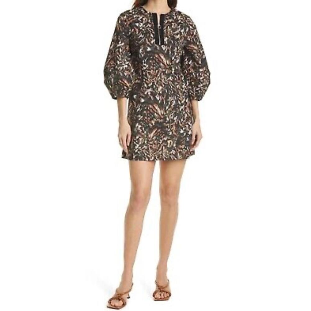 Ted Baker London Holiiy Dress Size S Urban Print Balloon Sleeve Stretch Cotton